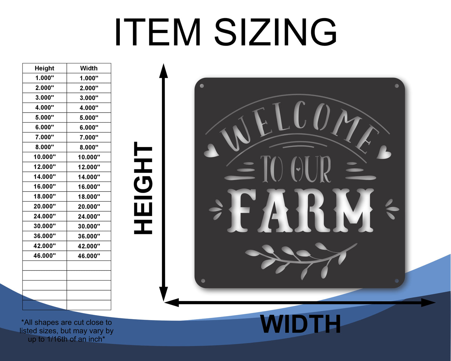 Custom Metal Welcome to our Farm Wall Art | Indoor Outdoor | Up to 46" | 20+ Color Options