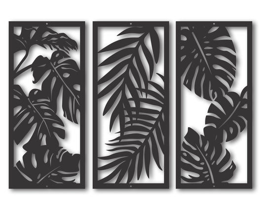 Custom Metal Leaf Panels (3pc.) Wall Art | Indoor Outdoor | Up to 46" | 20+ Color Options