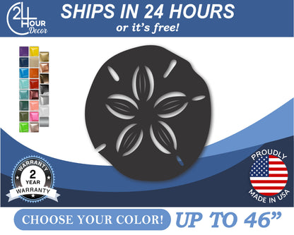 Custom Metal Sand Dollar Wall Art | Indoor Outdoor | Up to 46" | 20+ Color Options