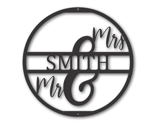 Custom Metal Mr and Mrs Wall Art | Indoor Outdoor | Up to 46" | 20+ Color Options