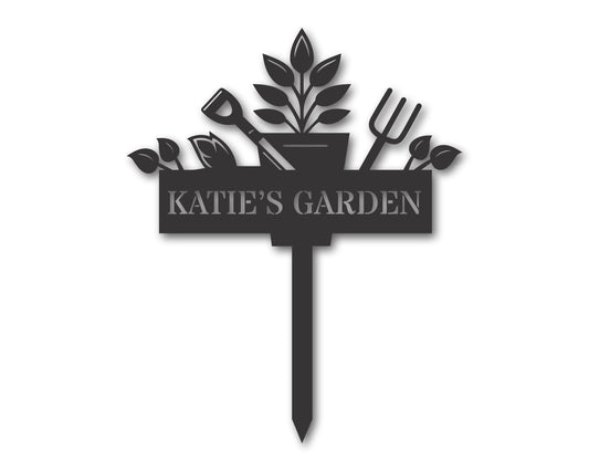 Custom Metal Garden Tools Yard Stake | Indoor Outdoor | Up to 46" | 20+ Color Options