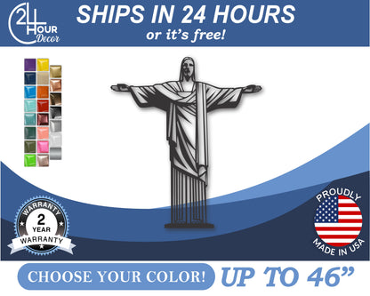 Custom Metal Christ the Redeemer Wall Art | Indoor Outdoor | Up to 46" | 20+ Color Options