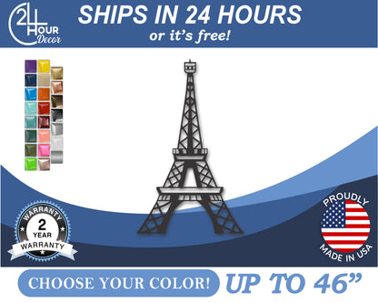 Custom Metal Eiffel Tower Wall Art | Indoor Outdoor | Up to 46" | 20+ Color Options