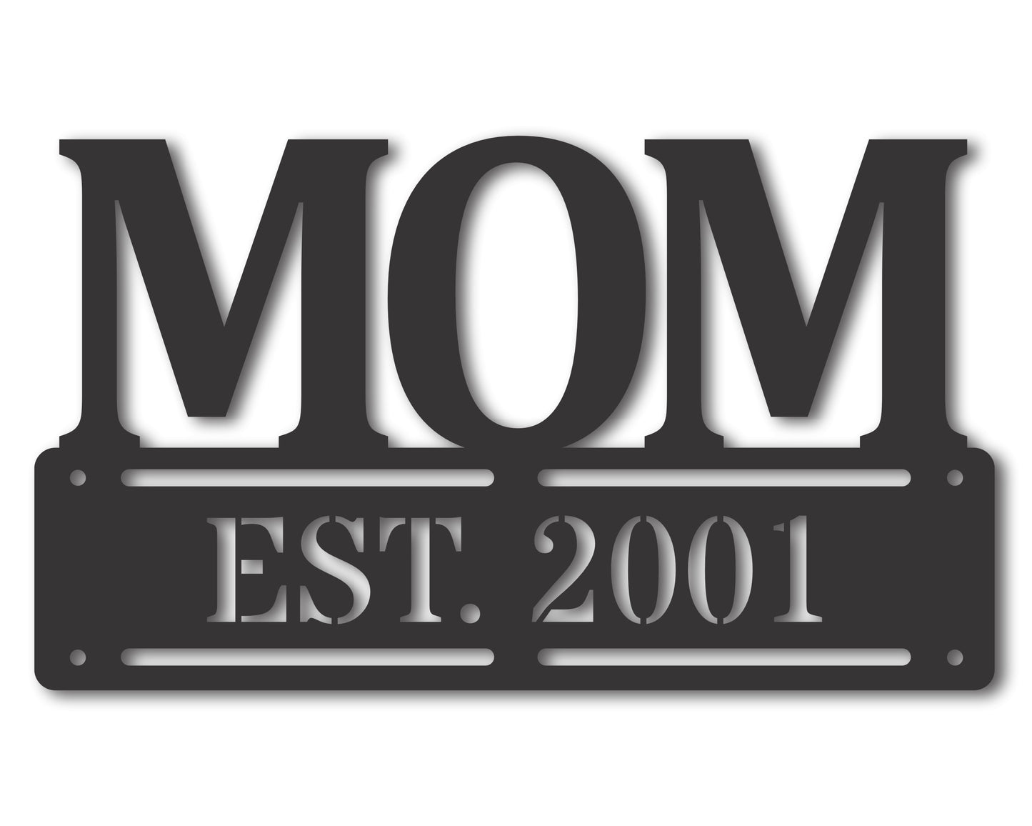 Custom Metal Mom Est. Wall Art | Indoor Outdoor | Up to 46" | 20+ Color Options