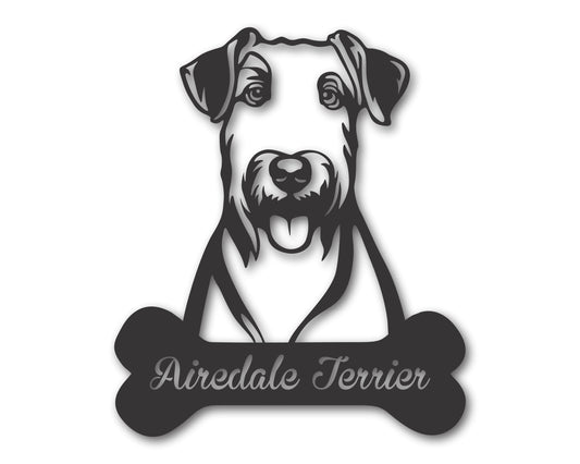 Custom Metal Airedale Terrier Wall Art -  Metal Dog Breed Sign - 20+ Color Options - Up to 46"