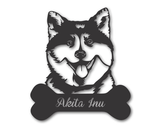 Custom Metal Akita Inu Wall Art -  Metal Dog Breed Sign - 20+ Color Options - Up to 46"