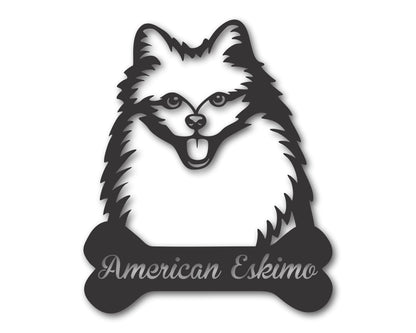 Custom Metal American Eskimo Wall Art -  Metal Dog Breed Sign - 20+ Color Options - Up to 46"