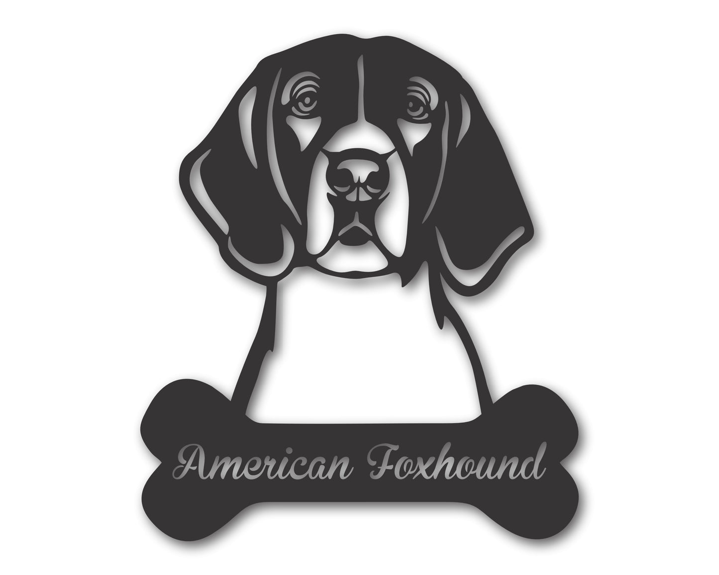 Custom Metal American Foxhound Wall Art -  Metal Dog Breed Sign - 20+ Color Options - Up to 46"