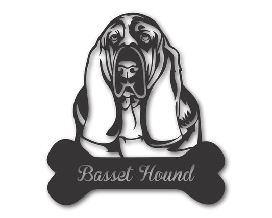 Custom Metal Basset Hound Wall Art -  Metal Dog Breed Sign - 20+ Color Options - Up to 46"