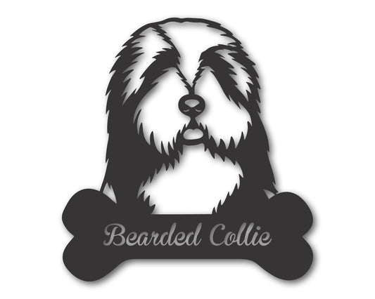 Custom Metal Bearded Collie Wall Art -  Metal Dog Breed Sign - 20+ Color Options - Up to 46"