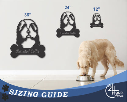 Custom Metal Bearded Collie Wall Art -  Metal Dog Breed Sign - 20+ Color Options - Up to 46"