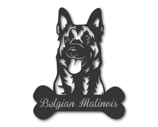 Custom Metal Belgian Malinois Wall Art -  Metal Dog Breed Sign - 20+ Color Options - Up to 46"