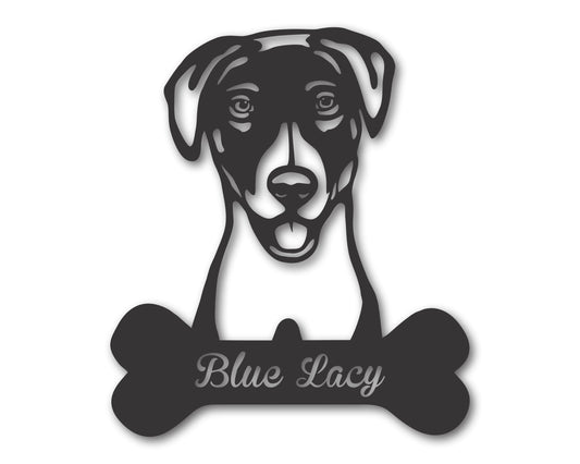 Custom Metal Blue Lacy Wall Art -  Metal Dog Breed Sign - 20+ Color Options - Up to 46"