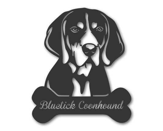 Custom Metal Bluetick Coonhound Wall Art -  Metal Dog Breed Sign - 20+ Color Options - Up to 46"