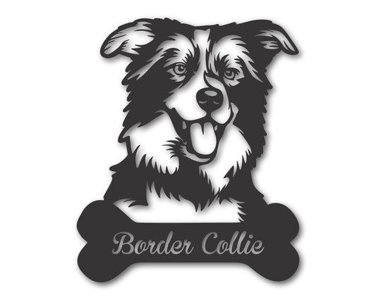 Custom Metal Border Collie Wall Art -  Metal Dog Breed Sign - 20+ Color Options - Up to 46"