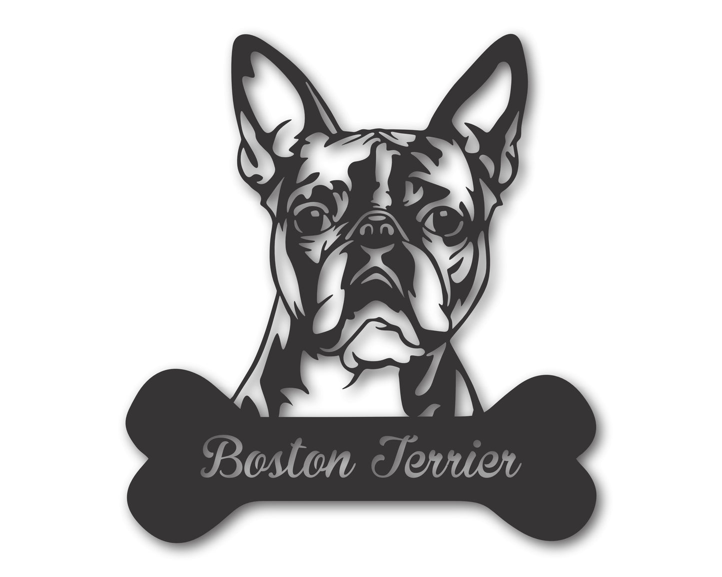 Custom Metal Boston Terrier Wall Art -  Metal Dog Breed Sign - 20+ Color Options - Up to 46"