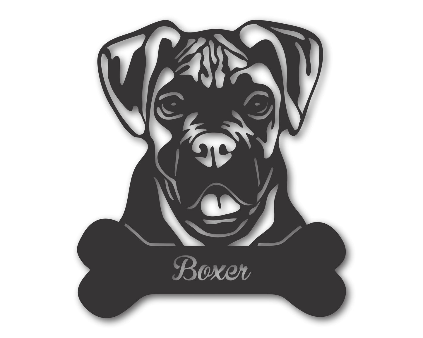 Custom Metal Boxer Wall Art -  Metal Dog Breed Sign - 20+ Color Options - Up to 46"