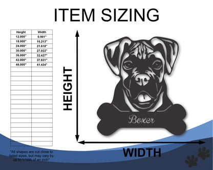 Custom Metal Boxer Wall Art -  Metal Dog Breed Sign - 20+ Color Options - Up to 46"