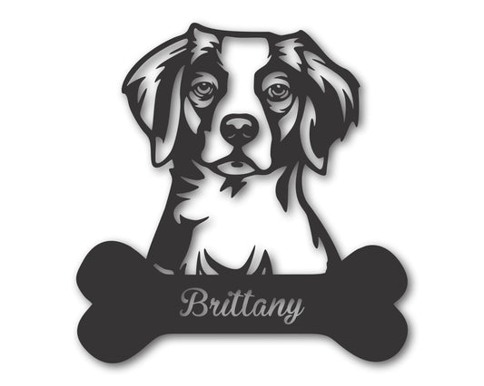 Custom Metal Brittany Wall Art -  Metal Dog Breed Sign - 20+ Color Options - Up to 46"