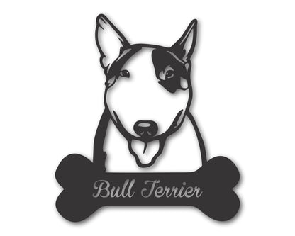 Custom Metal Bull Terrier Wall Art -  Metal Dog Breed Sign - 20+ Color Options - Up to 46"