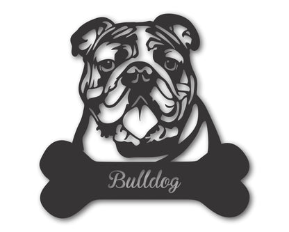 Custom Metal Bulldog Wall Art -  Metal Dog Breed Sign - 20+ Color Options - Up to 46"