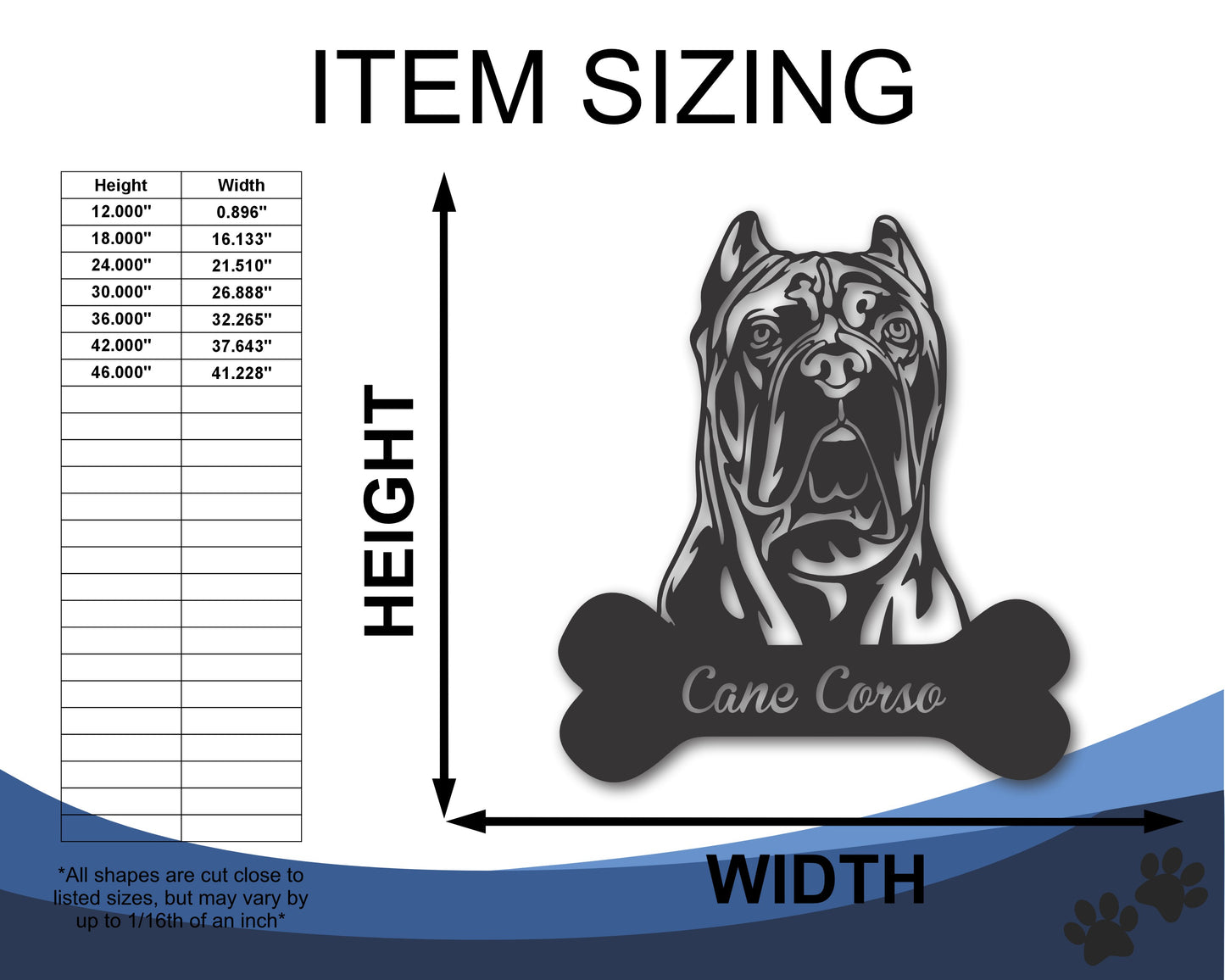 Custom Metal Cane Corso Wall Art -  Metal Dog Breed Sign - 20+ Color Options - Up to 46"