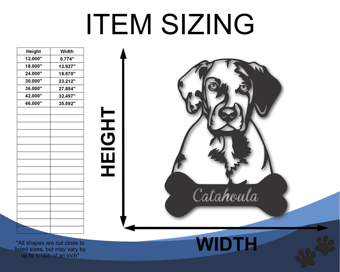 Custom Metal Catahoula Wall Art -  Metal Dog Breed Sign - 20+ Color Options - Up to 46"