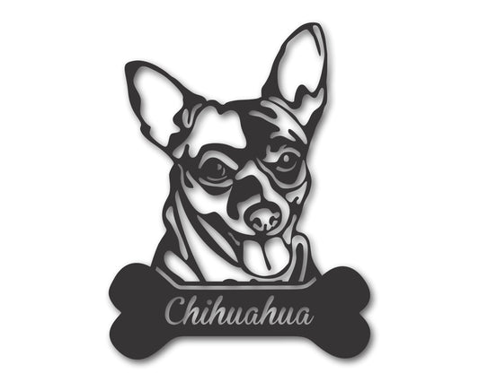 Custom Metal Chihuahua Wall Art -  Metal Dog Breed Sign - 20+ Color Options - Up to 46"