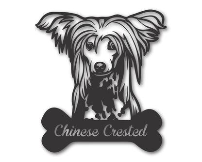 Custom Metal Chinese Crested Wall Art -  Metal Dog Breed Sign - 20+ Color Options - Up to 46"