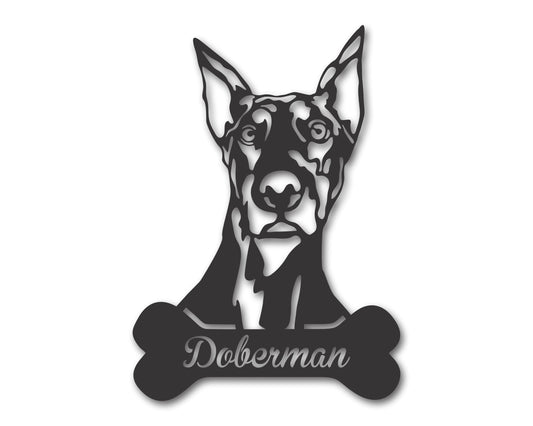 Custom Metal Doberman Wall Art -  Metal Dog Breed Sign - 20+ Color Options - Up to 46"