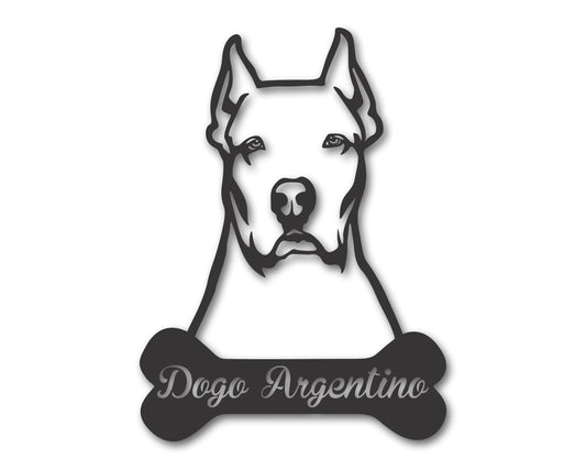 Custom Metal Dogo Argentino Wall Art -  Metal Dog Breed Sign - 20+ Color Options - Up to 46"