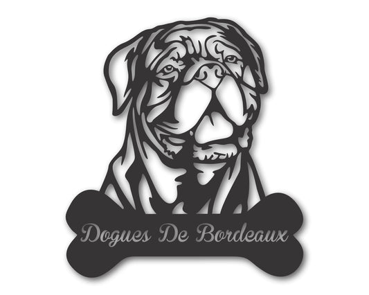 Custom Metal Dogues de Bordeaux Wall Art -  Metal Dog Breed Sign - 20+ Color Options - Up to 46"