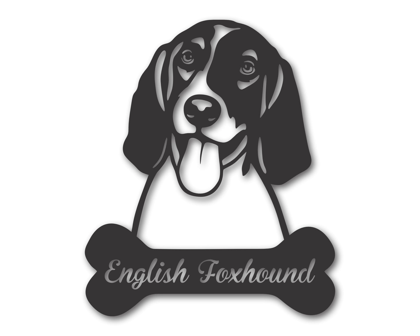 Custom Metal English Foxhound Wall Art -  Metal Dog Breed Sign - 20+ Color Options - Up to 46"