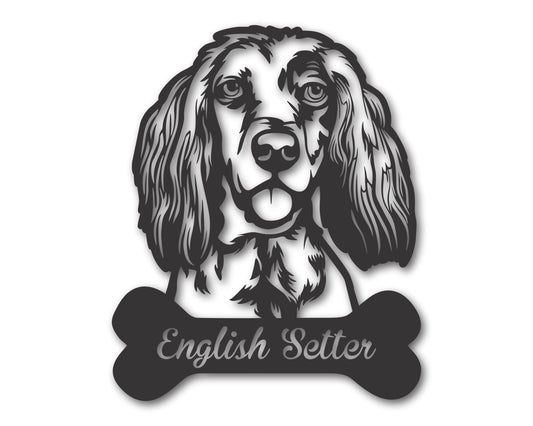 Custom Metal English Setter Wall Art -  Metal Dog Breed Sign - 20+ Color Options - Up to 46"