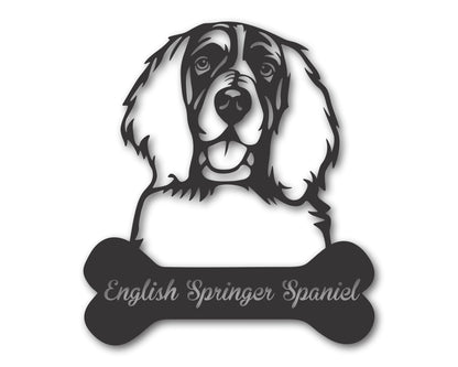 Custom Metal English Springer Spaniel Wall Art -  Metal Dog Breed Sign - 20+ Color Options - Up to 46"