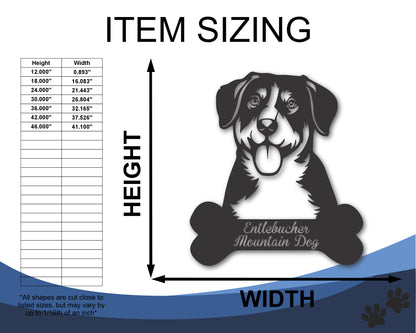 Custom Metal Entlebucher Mountain Dog Wall Art -  Metal Dog Breed Sign - 20+ Color Options - Up to 46"