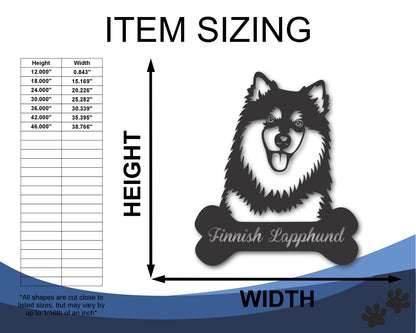 Custom Metal Finnish Lapphund Wall Art -  Metal Dog Breed Sign - 20+ Color Options - Up to 46"