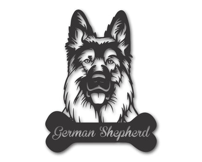 Custom Metal German Shepherd Wall Art -  Metal Dog Breed Sign - 20+ Color Options - Up to 46"