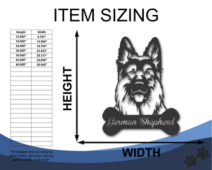 Custom Metal German Shepherd Wall Art -  Metal Dog Breed Sign - 20+ Color Options - Up to 46"