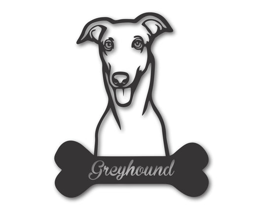 Custom Metal Greyhound Wall Art -  Metal Dog Breed Sign - 20+ Color Options - Up to 46"