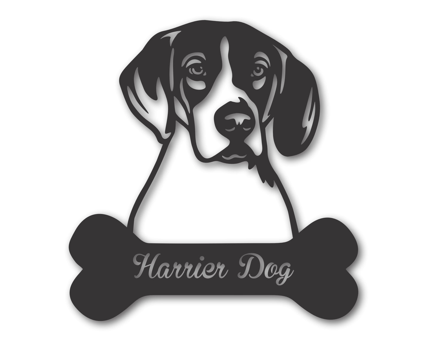 Custom Metal Harrier Dog Wall Art -  Metal Dog Breed Sign - 20+ Color Options - Up to 46"