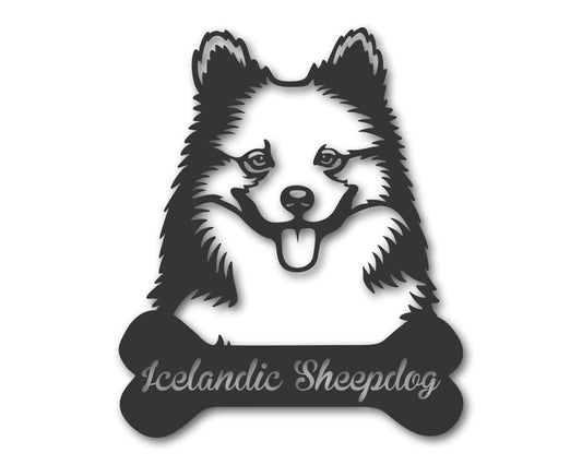 Custom Metal Icelandic Sheepdog Wall Art -  Metal Dog Breed Sign - 20+ Color Options - Up to 46"