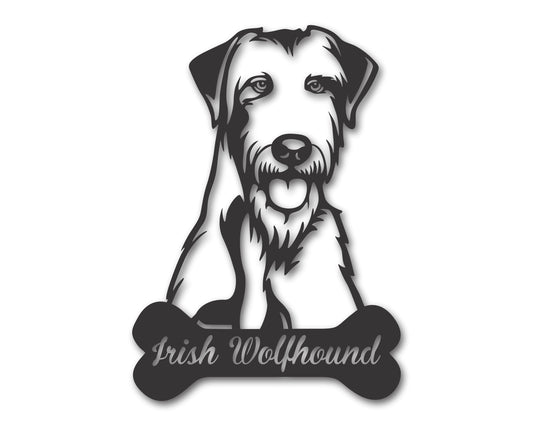 Custom Metal Irish Wolfhound Wall Art -  Metal Dog Breed Sign - 20+ Color Options - Up to 46"