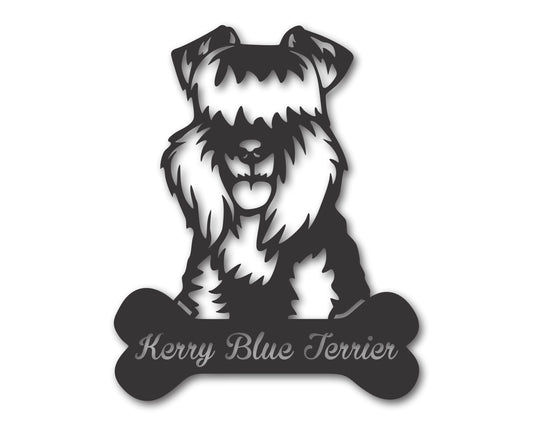 Custom Metal Kerry Blue Terrier Wall Art -  Metal Dog Breed Sign - 20+ Color Options - Up to 46"