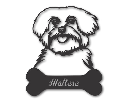 Custom Metal Maltese Wall Art -  Metal Dog Breed Sign - 20+ Color Options - Up to 46"