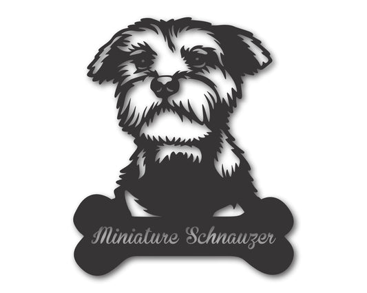 Custom Metal Miniature Schnauzer Wall Art -  Metal Dog Breed Sign - 20+ Color Options - Up to 46"