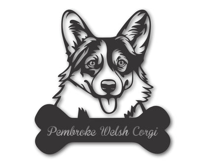 Custom Metal Pembroke Welsh Corgi Wall Art -  Metal Dog Breed Sign - 20+ Color Options - Up to 46"