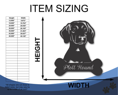 Custom Metal Plott Hound Wall Art - Metal Dog Breed Sign - 20+ Color Options - Up to 46" (Copy)