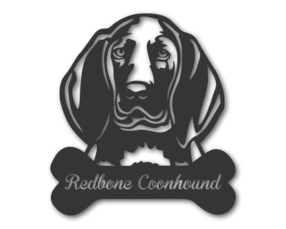 Custom Metal Redbone Wall Art - Metal Dog Breed Sign - 20+ Color Options - Up to 46"