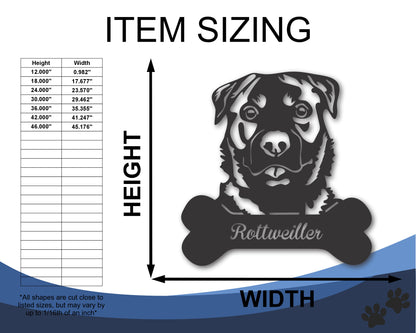 Custom Metal Rottweiller Wall Art - Metal Dog Breed Sign - 20+ Color Options - Up to 46"